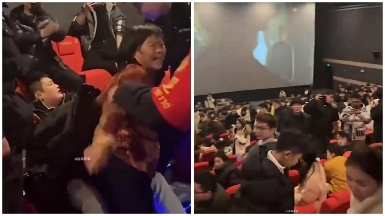 安徽母子睇戲嫌視線不佳強行換位打人，累全場300人退票。(微博)