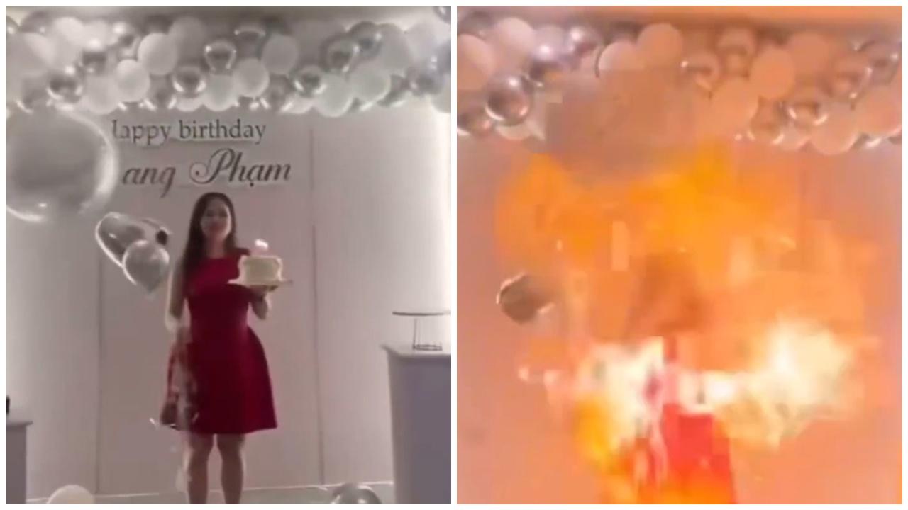 派對氫氣球爆炸，壽星女一個錯誤慘破相。(X)