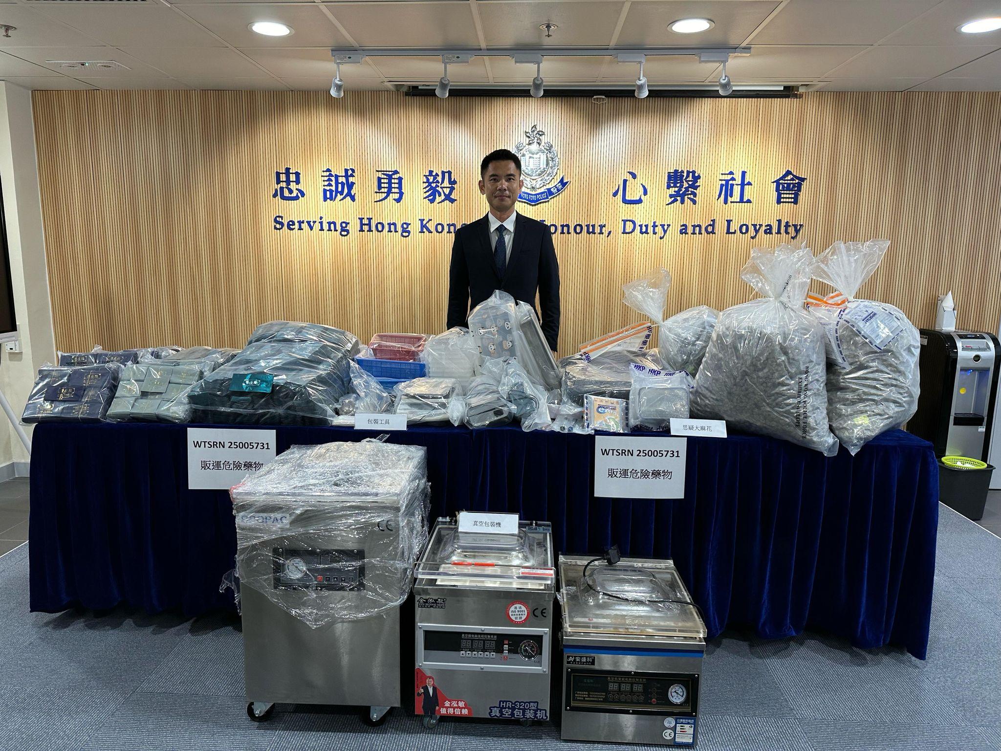 警方於新浦崗工廈搗破毒品加工場，檢610萬元大麻花拘一男。