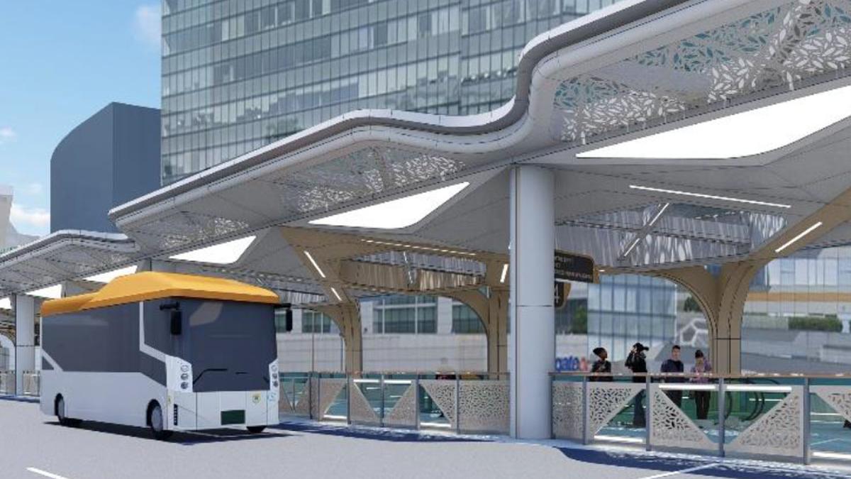 「機場東涌專道」的東涌站登車位置模擬圖。(區議會文件)