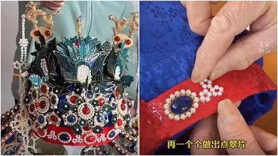 浙江大媽巧手用雞毛製鳳冠　網民：可做《甄嬛傳》戲服