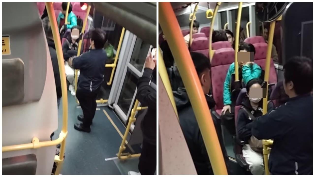 吐露港公路九巴2男打架，車長：報警無問題 唔好嘈住我揸車。(FB/大埔TAI PO)