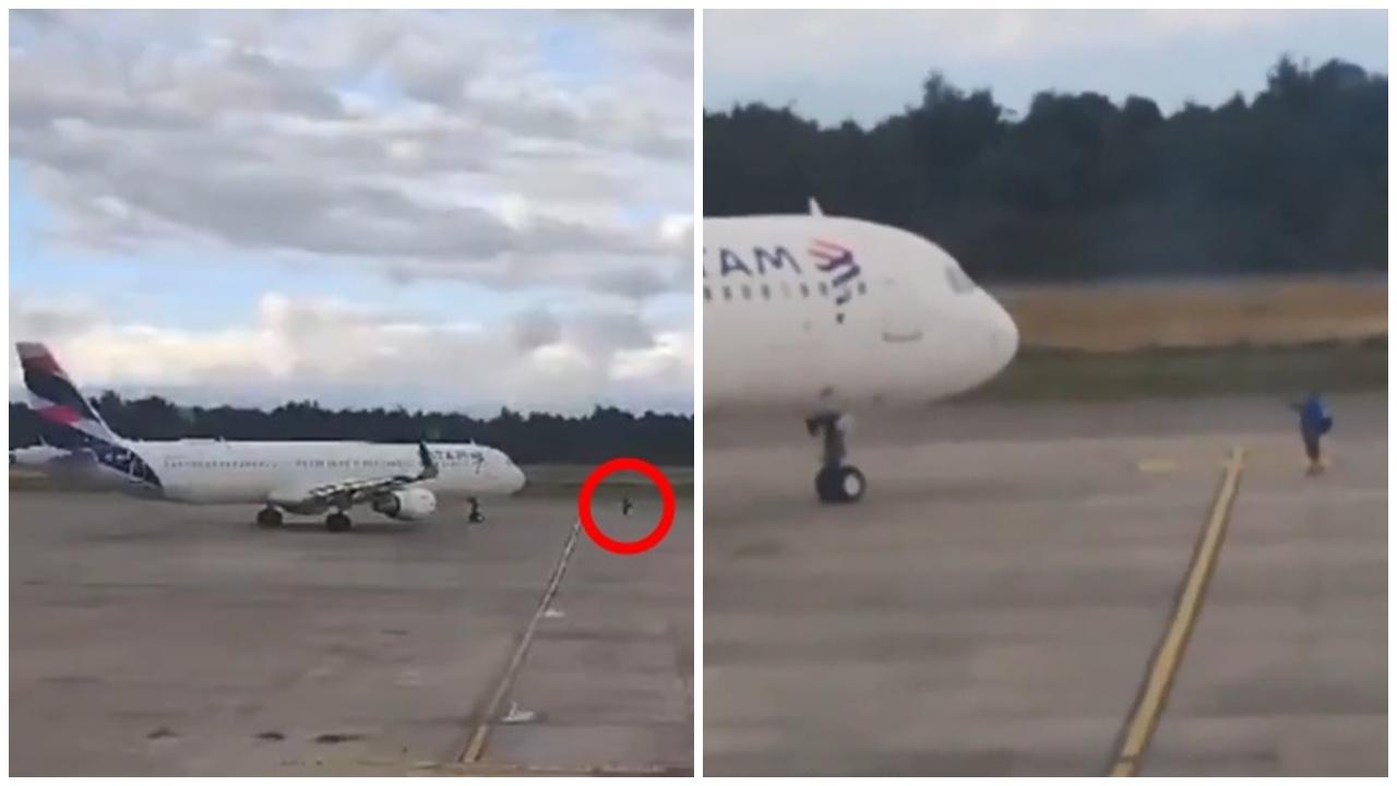 狂男錯過登機，闖停機坪以肉身攔截飛機。(X)