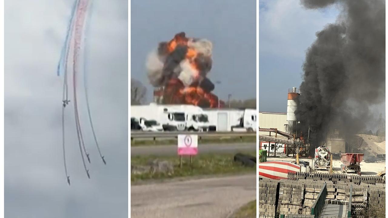 法國空軍表演隊2機空中相撞，墜毀爆火球嚇壞民眾。(X)