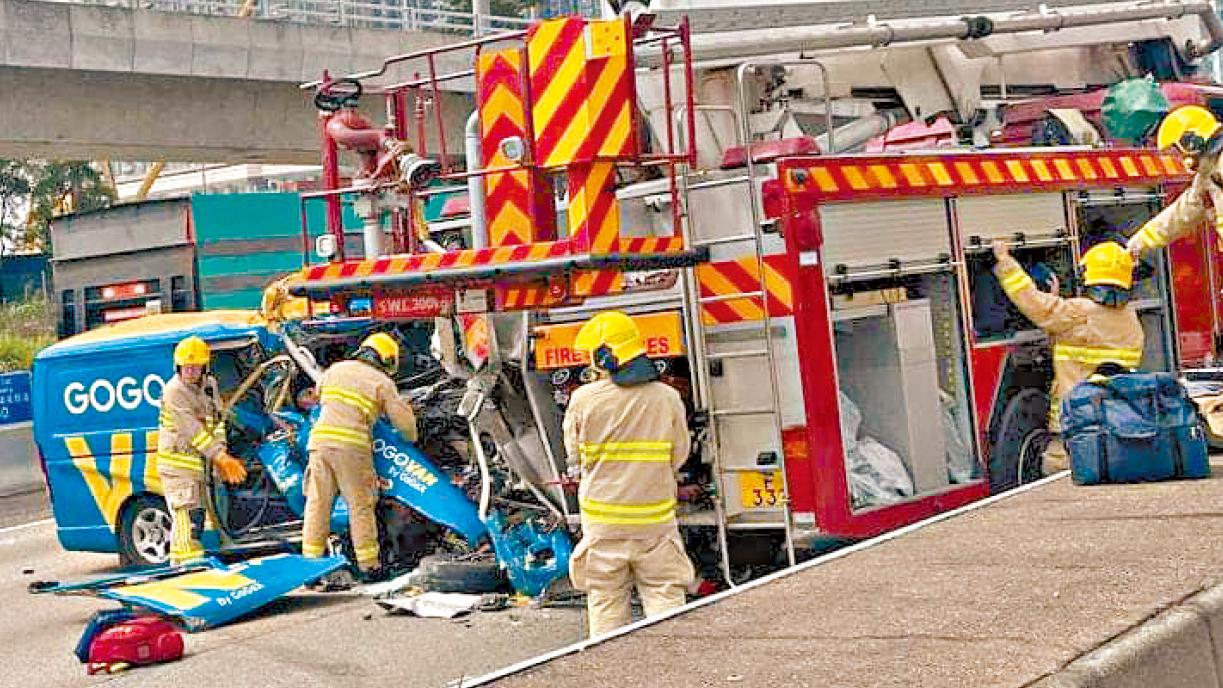 西九龍公路致命車禍 客貨車撼消防車尾 司機重傷亡