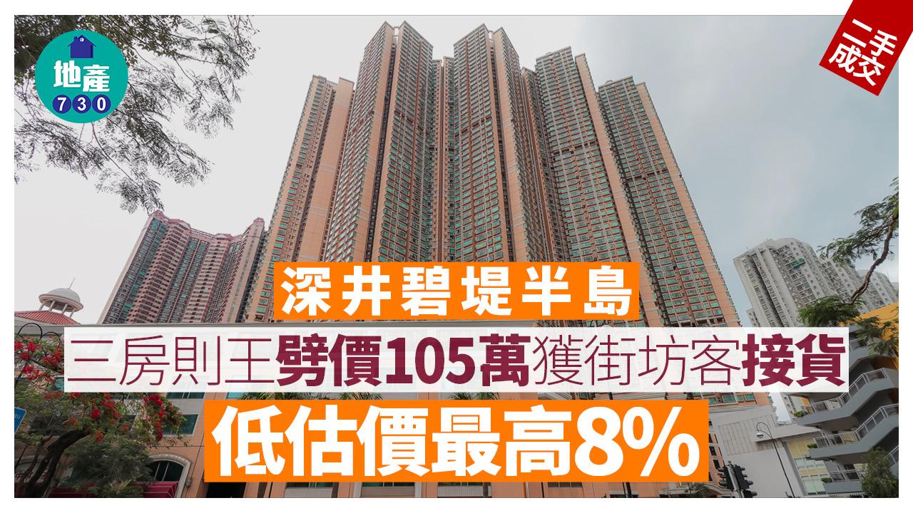 深井碧堤半島三房則王劈價105萬獲街坊客接貨 低估價最高8%(有圖)｜二手樓成交