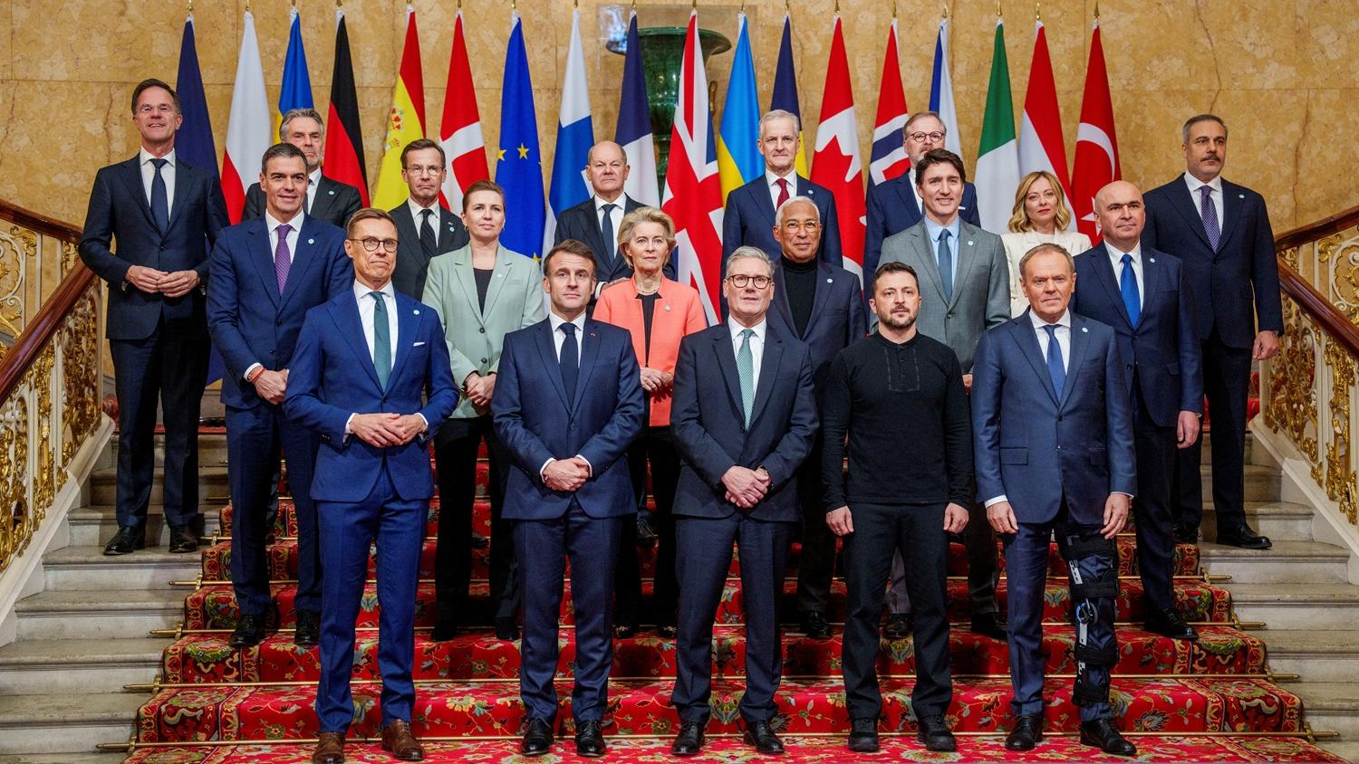 歐洲多國領袖與澤連斯基在倫敦舉行峰會。(路透社)