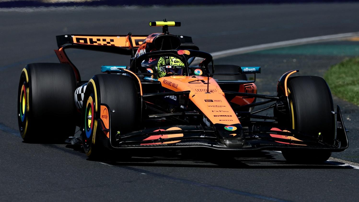 諾里斯在墨爾本的試車造出最快圈速。(路透社)