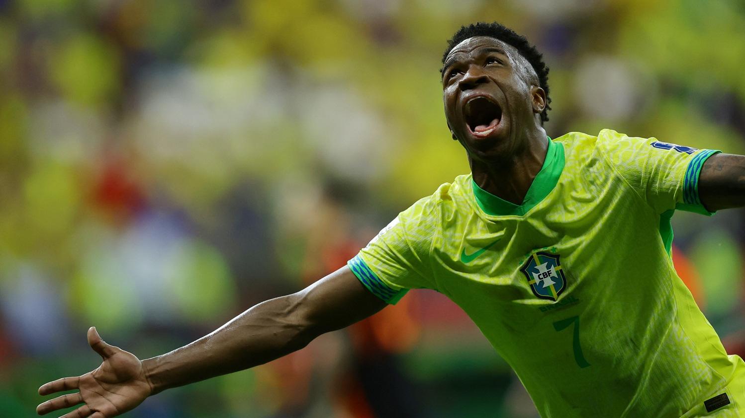 雲尼斯奧斯在補時為巴西建功，以2:1擊敗哥倫比亞。(路透社)
