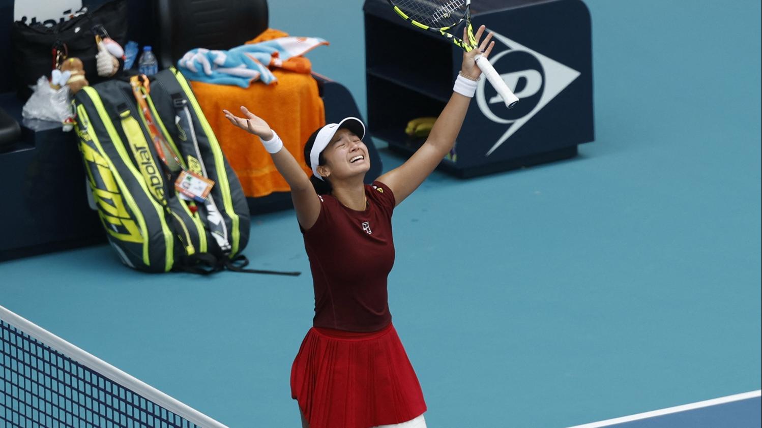 艾拉擊敗施維雅迪晉級四強。(路透社)