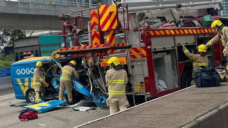 西九龍公路發生車禍。（fb「車cam L（香港群組）」圖片）