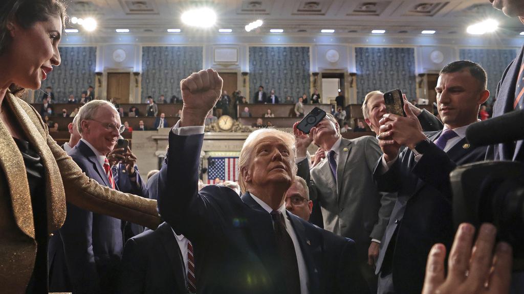 特朗普日前在國會參眾兩院聯席會議發表演說，把矛頭指向南韓、印度等多國，稱將徵收對等關稅。(資料圖片)