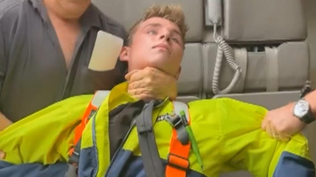 澳洲青年持槍潛入客機被制伏。(影片截圖)