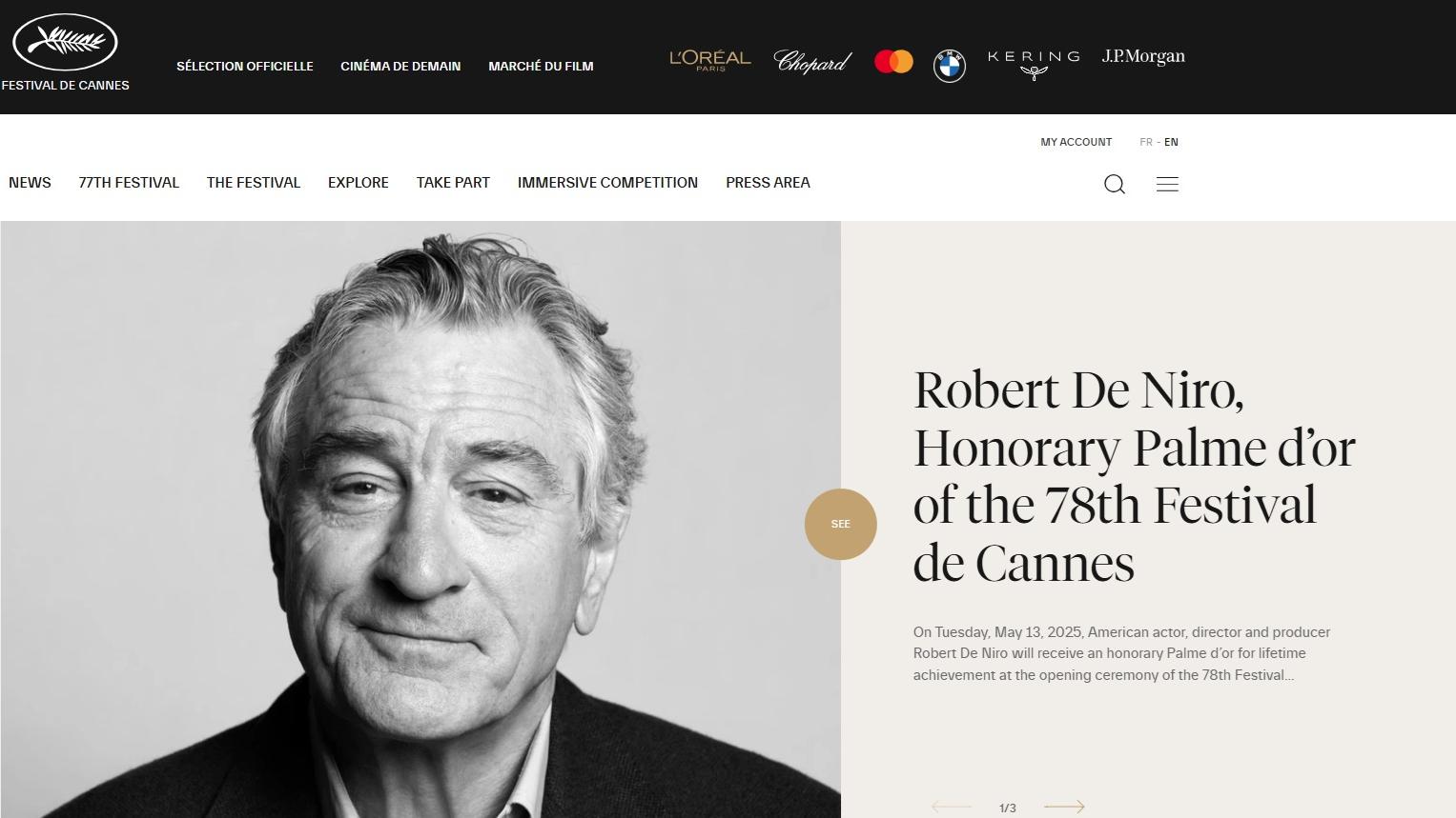 康城影展宣布 今年金棕櫚獎得主 將頒給羅拔狄尼路