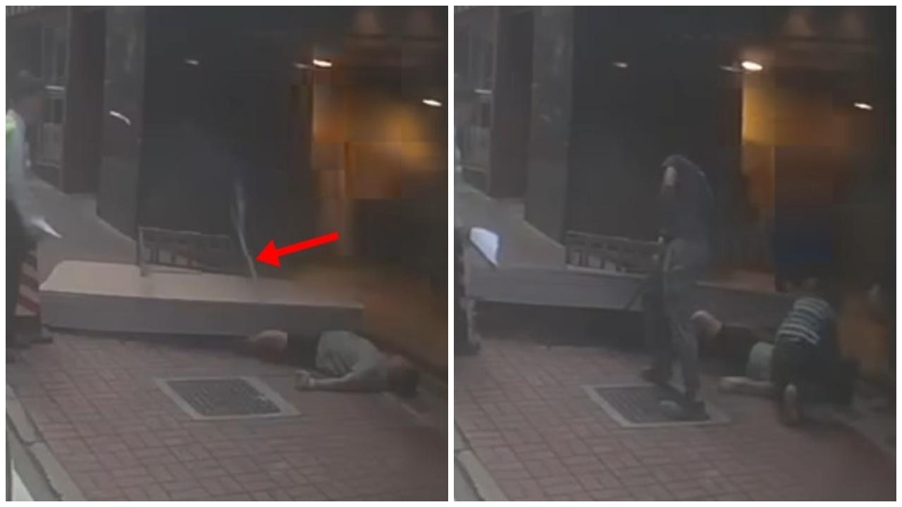 中環男工遭石膏板壓住，工友活用「槓桿原理」30秒救人。(FB/車cam L（香港群組）)