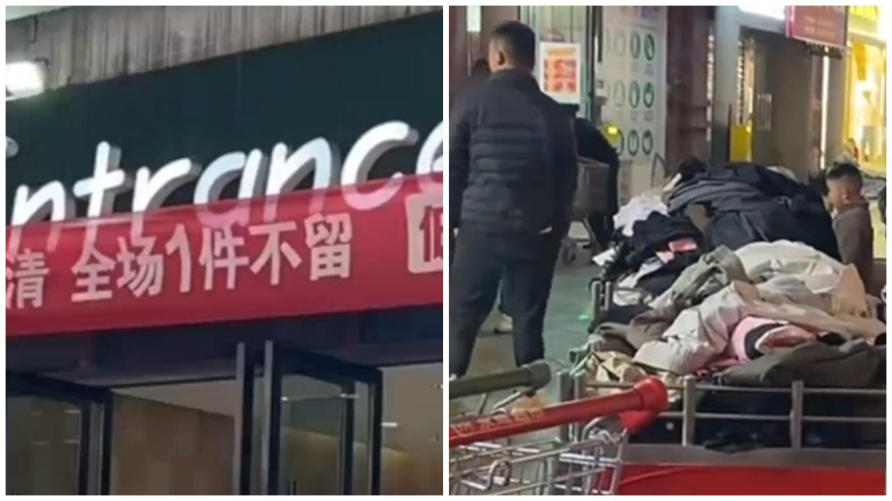 真・一件不留，貴州超市執笠清貨，逾500架購物車被盜。(微博)