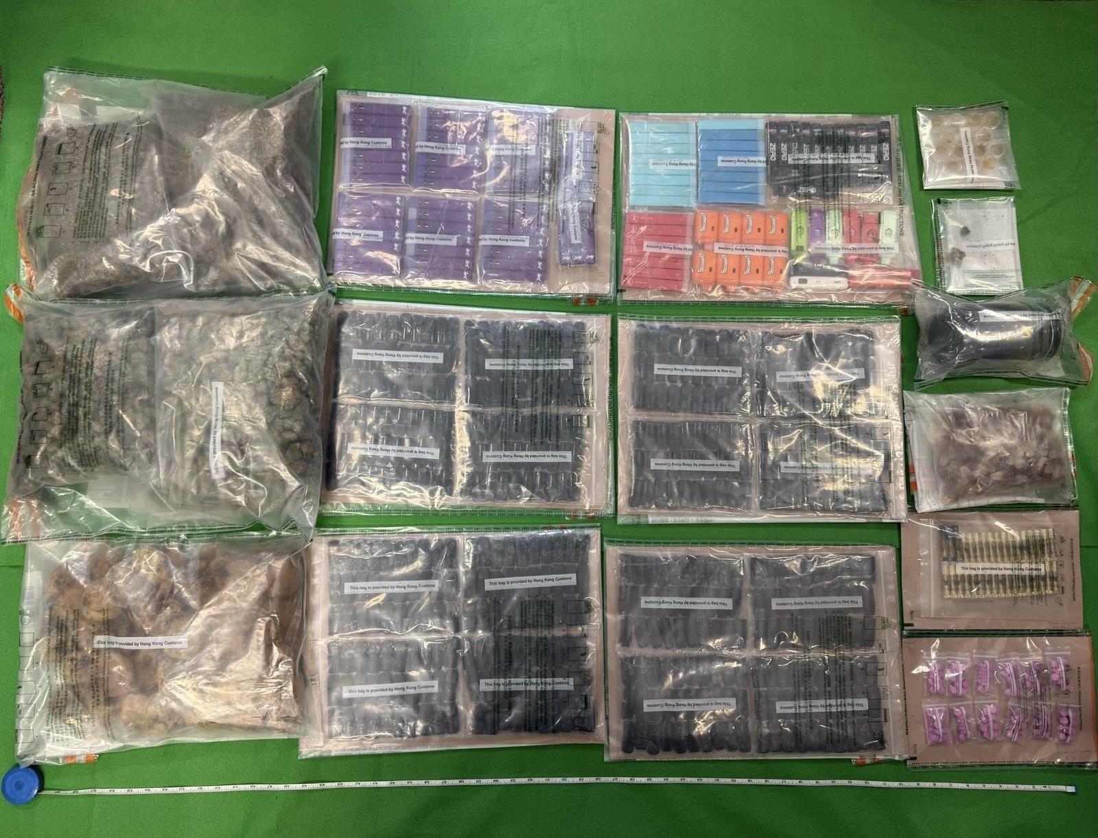 圖示檢獲的懷疑毒品。(政府新聞處)