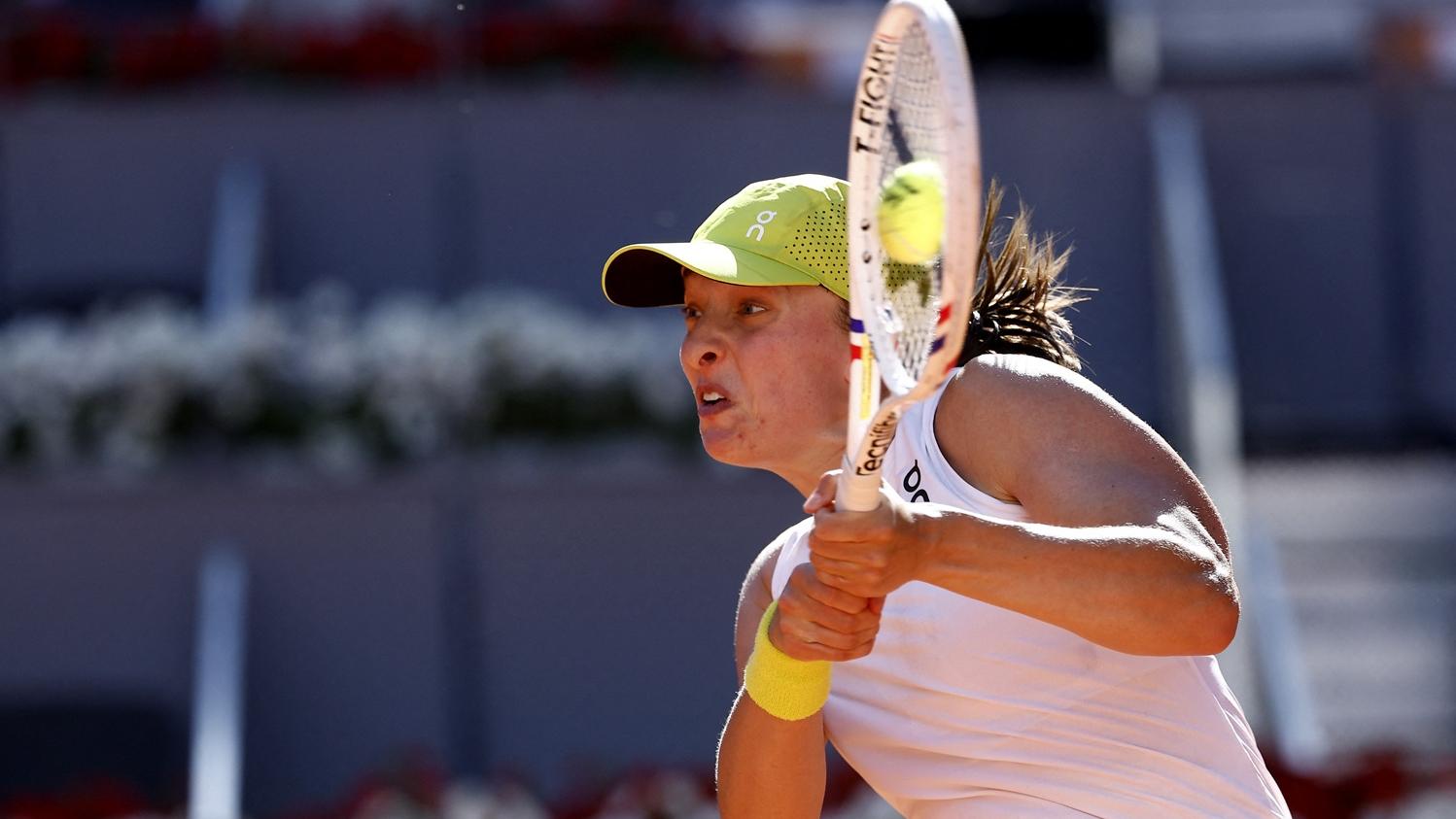 施維雅迪在馬德里公開賽淘汰艾拉。(路透社)