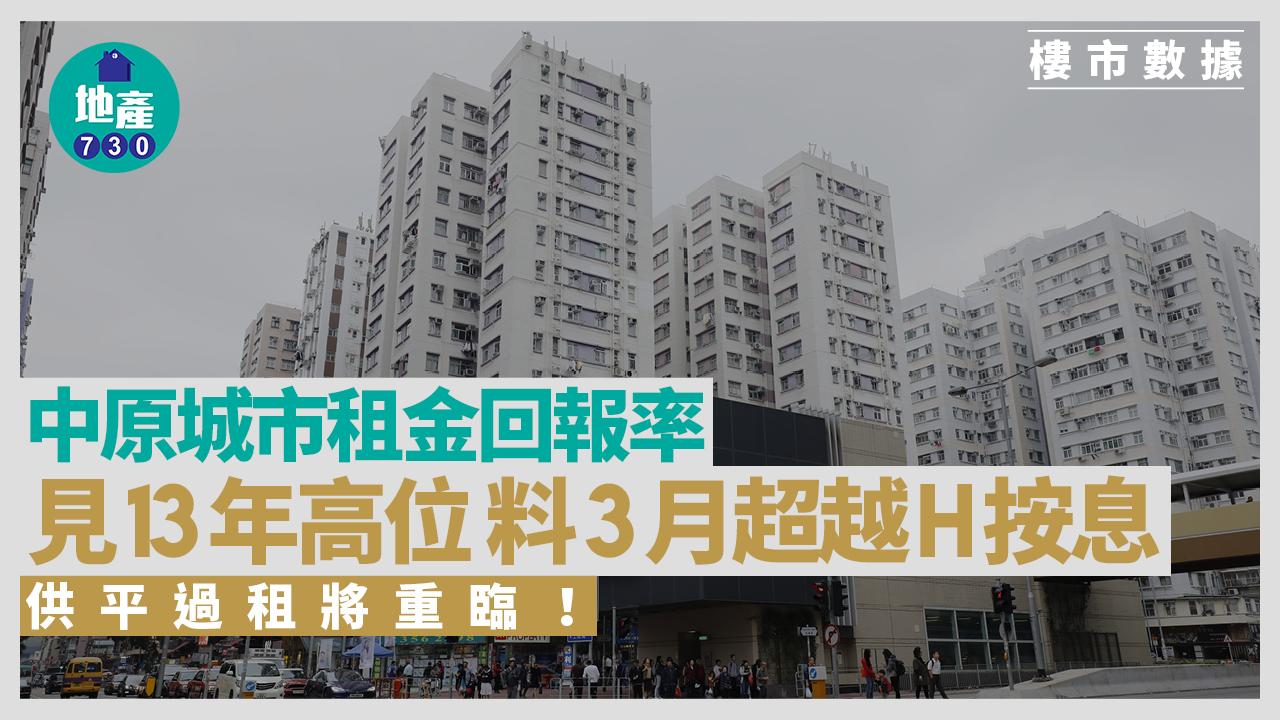 中原城市租金回報率見13年高位 料3月超越H按息 供平過租將重臨｜樓市數據