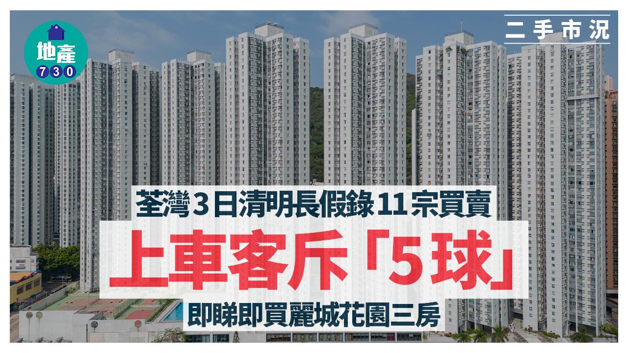 荃灣3日清明長假錄11宗買賣 上車客斥5球即睇即買麗城花園三房｜二手市況