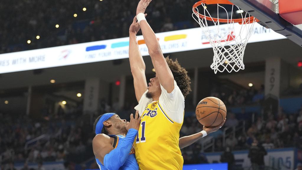 基爾謝奧斯阿歷山大攻入42分，協助雷霆擊敗湖人。(美聯社)