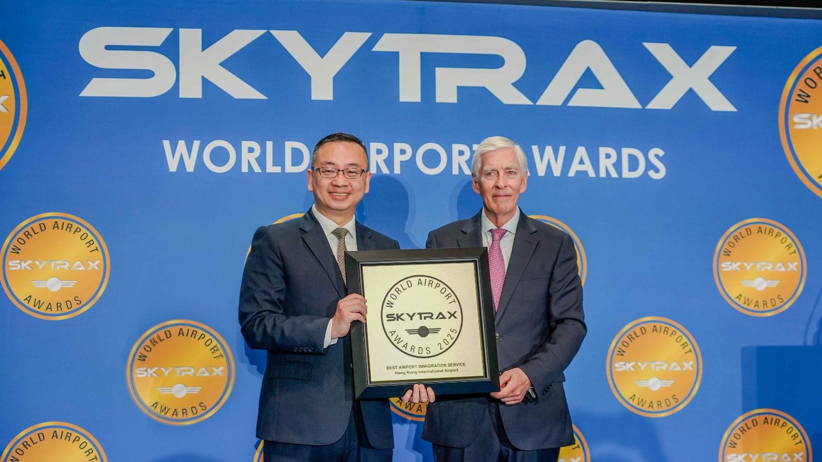 入境處榮獲Skytrax2025年全球最佳機場出入境服務大獎