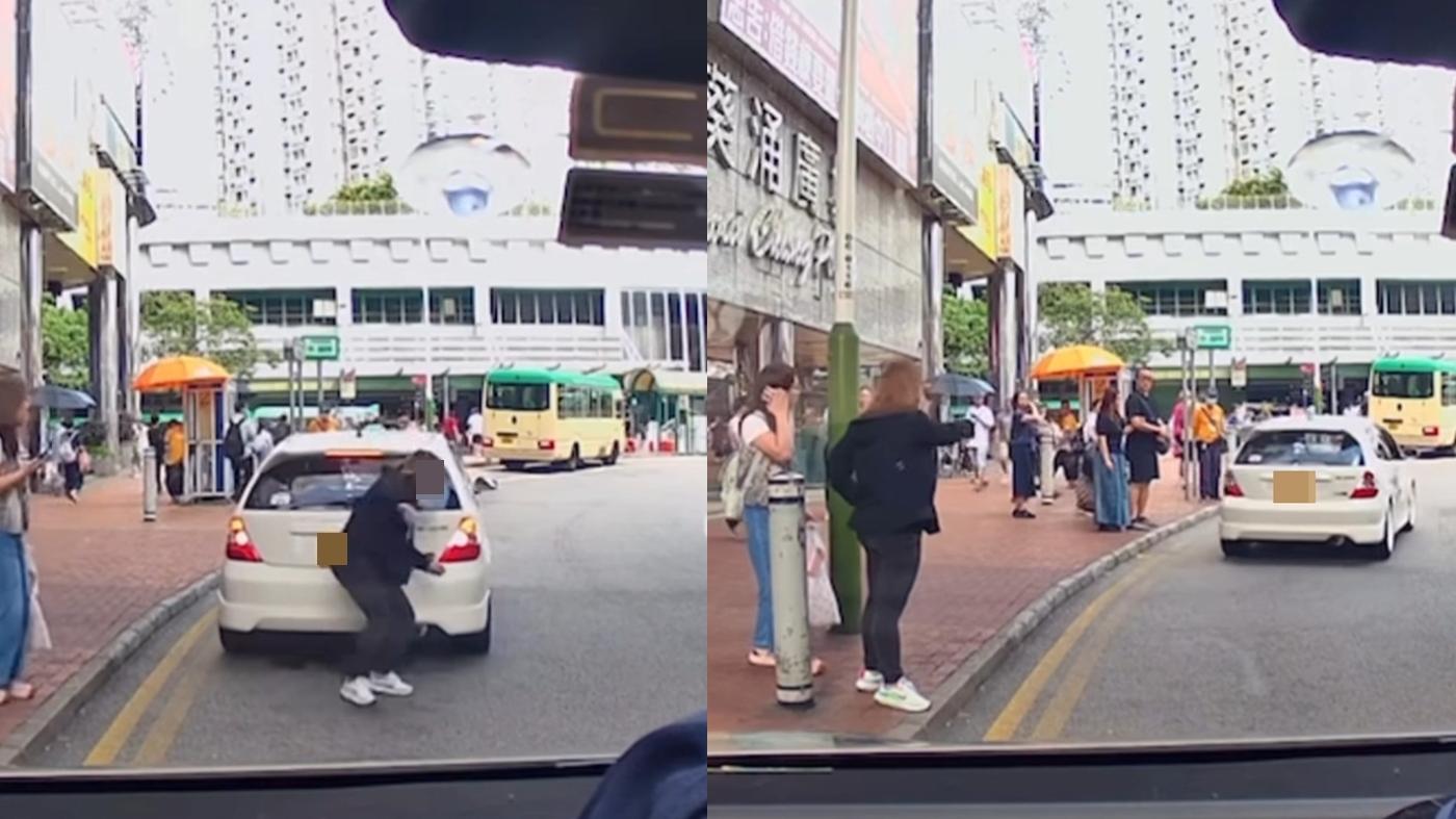 葵涌發生私家車撞倒途人不顧而去事件。（fb「車cam L（香港群組）」截圖）