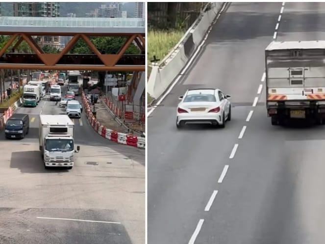 長沙灣平治避查撞2車，警拘2男涉狂亂駕駛等6宗罪。(小紅書「左街角落的小羊」片段截圖)