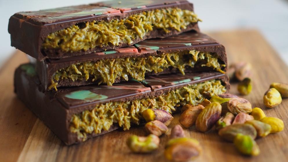 包含開心果餡的「杜拜朱古力」充滿中東風味。(互聯網)