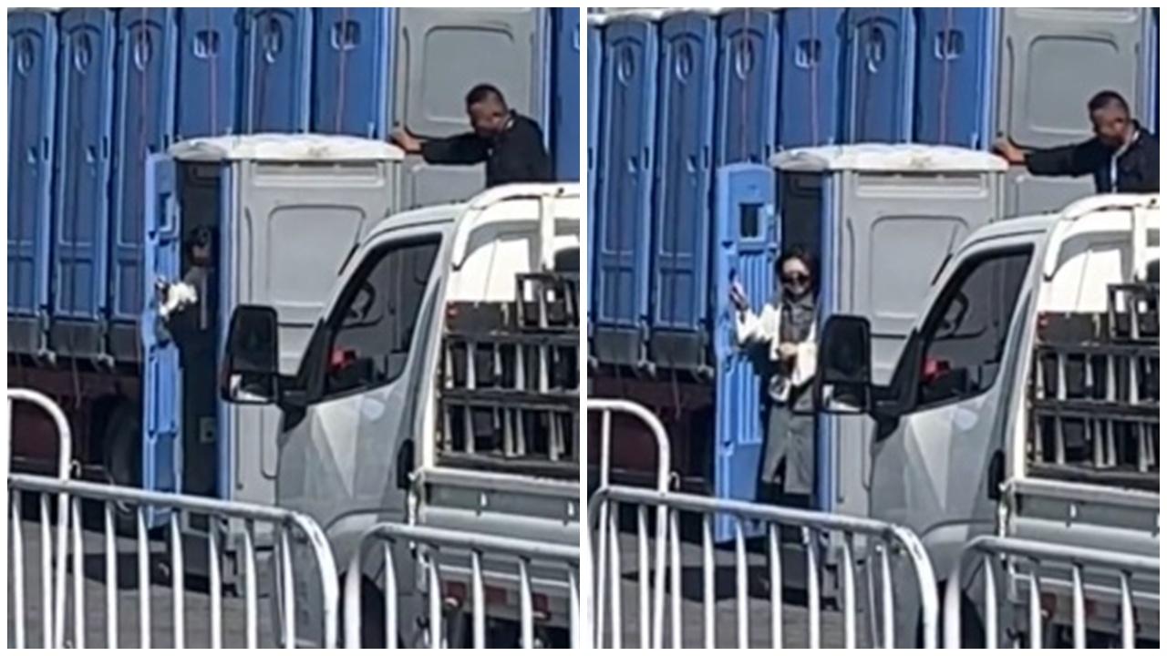 女子去廁所被「搬」到高速公路淡定離開，網民：隨意門。(微博)