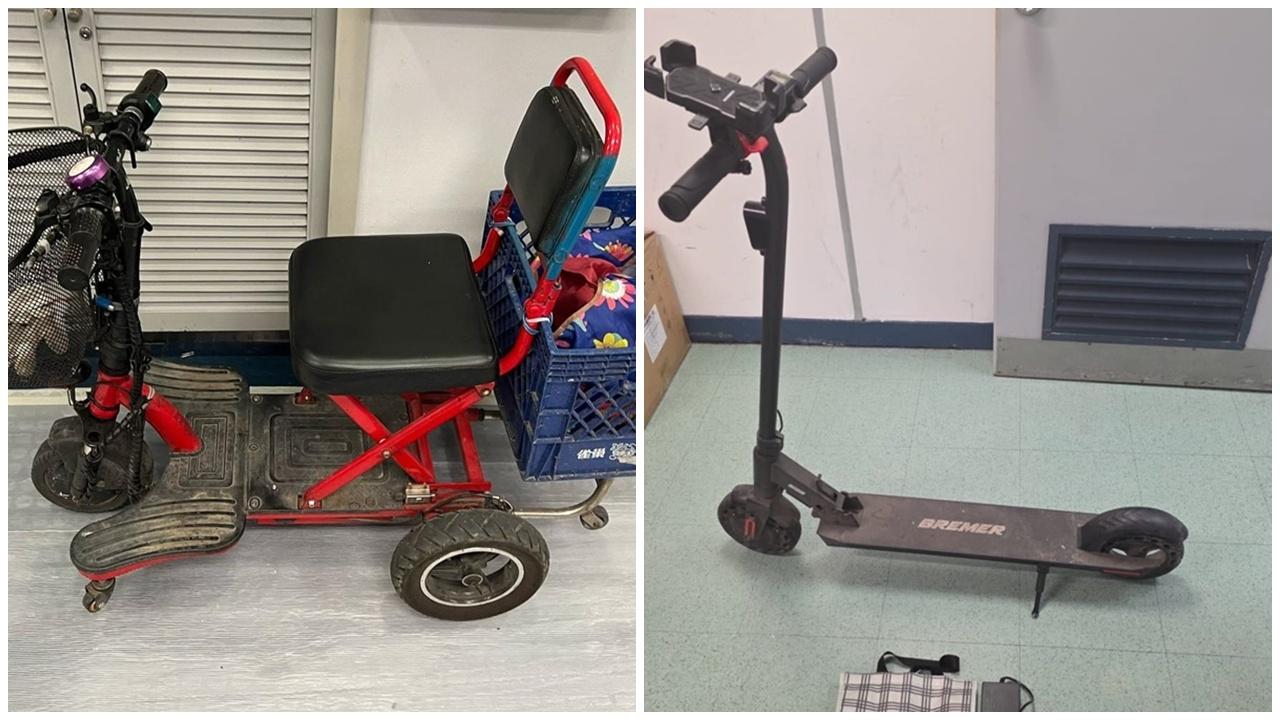 警新界南非法電動可移動工具拘22人，其中7人用作送外賣。(警方相片)