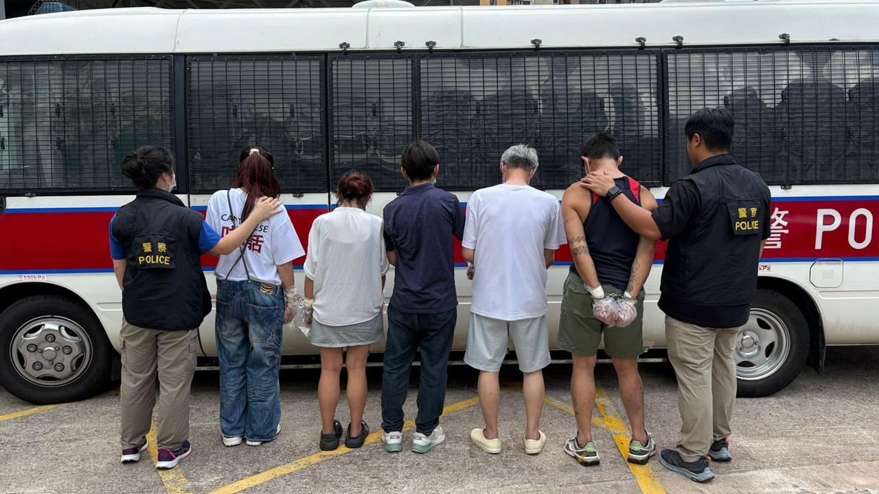 警旺角搗破毒窟拘6人，檢4900元毒品及吸食工具。(警方相片)