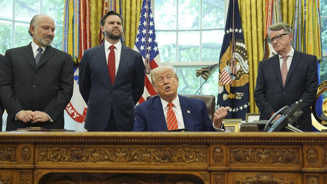 特朗普關稅戰，美國取消英國鋼鋁關稅，汽車關稅降至10%。(AP)