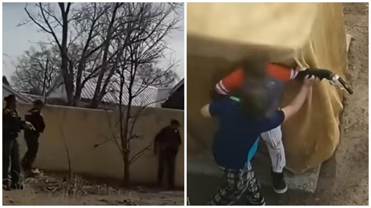 2名10歲未夠男童持上膛手槍與警對峙，還扣扳機險出事。(X)