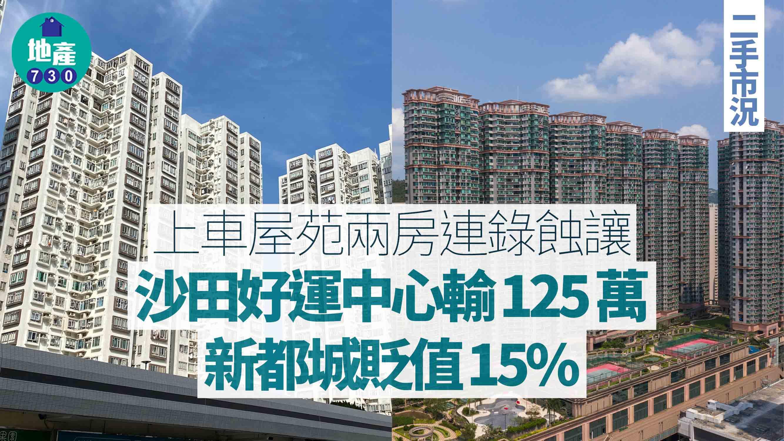上車屋苑兩房連錄蝕讓 沙田好運中心輸125萬 新都城貶值15%｜二手市況