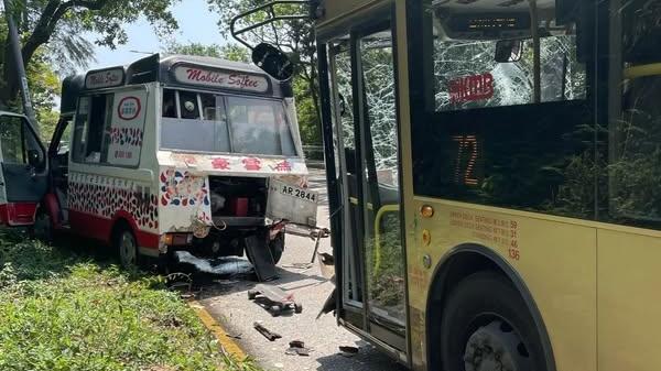 大埔公路發生涉及雪糕車的交通意外。（fb「車cam L（香港群組）」圖片）