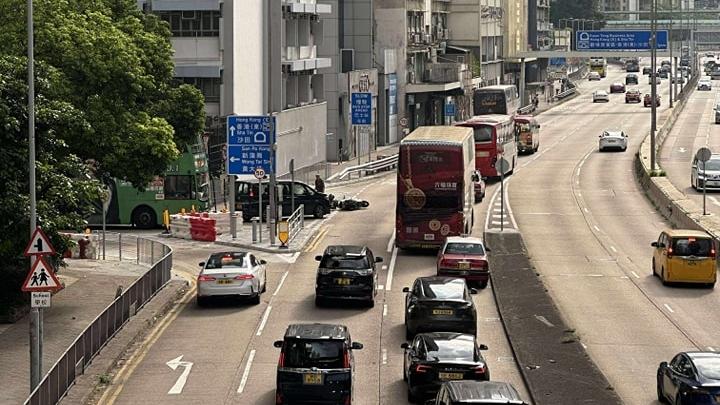 新蒲崗發生交通意外。（fb「馬路的事 (即時交通資訊台)」圖片）