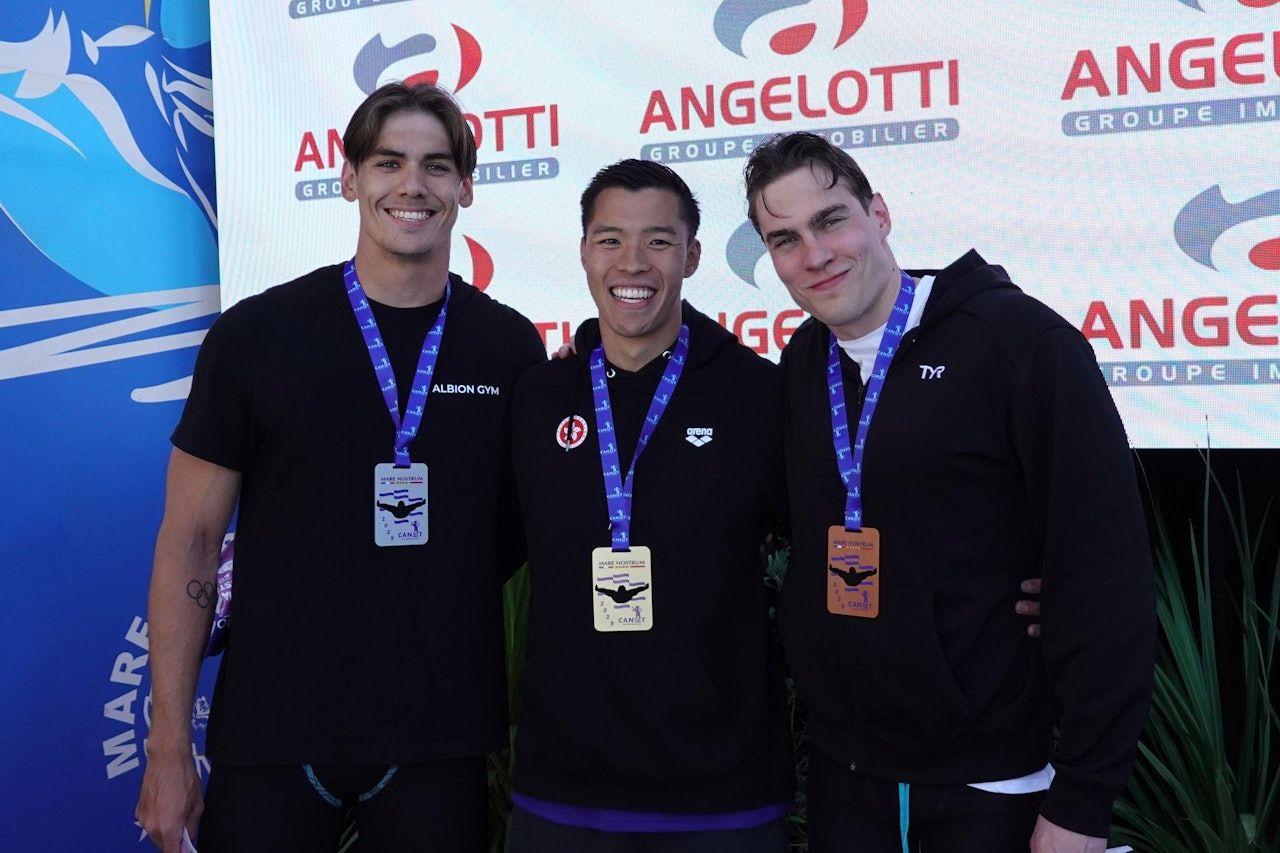 環地中海游泳賽（Mare Nostrum）第三站賽事周六（24日）轉戰法國卡內，港隊型男「飛魚」何甄陶以0.01秒險勝荷蘭泳手，勇奪男子50米自由泳金牌，世界冠軍何詩蓓則於女子200米自由泳屈居亞軍，連續兩站獲銀牌。(網上圖片)