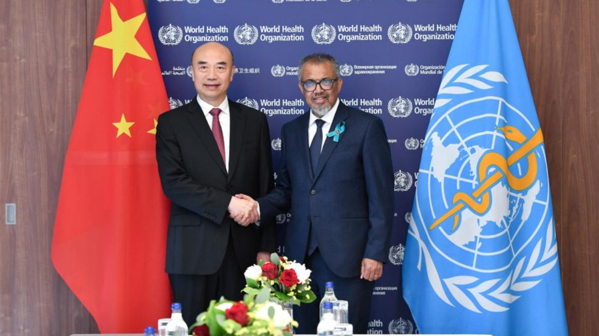 副總理劉國中晤譚德塞　冀世衛維護新冠溯源研究科學性和嚴肅性。（新華社）