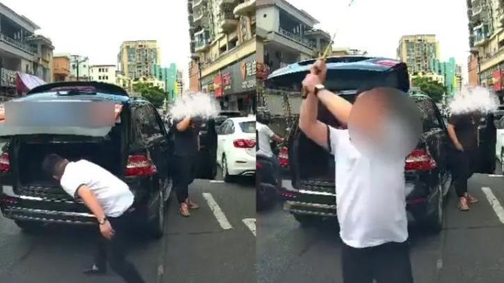 男子囂張砸車。（圖/翻攝《網易》）