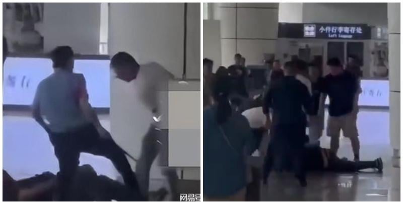 廣東省廣州南站周四（15日）發生持刀傷人案，民警到場將疑兇當場控制。傷者事後送醫救治，無生命危險，案件正在進一步偵辦中。(影片截圖)