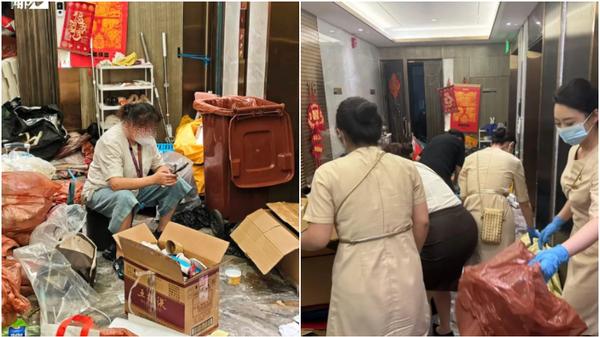 老婦把豪宅堆成垃圾屋。（圖/翻攝新浪微博）