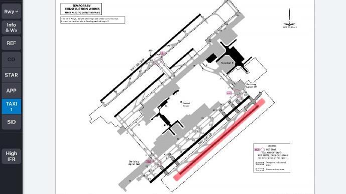 平面圖註明為「在建跑道」。