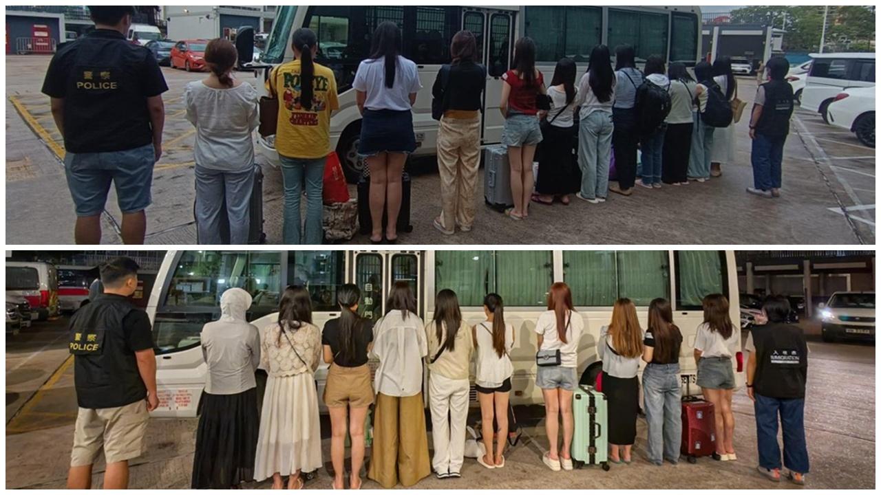 警深水埗、元朗及灣仔掃黃，共拘44女年齡17至51歲。(警方相片)