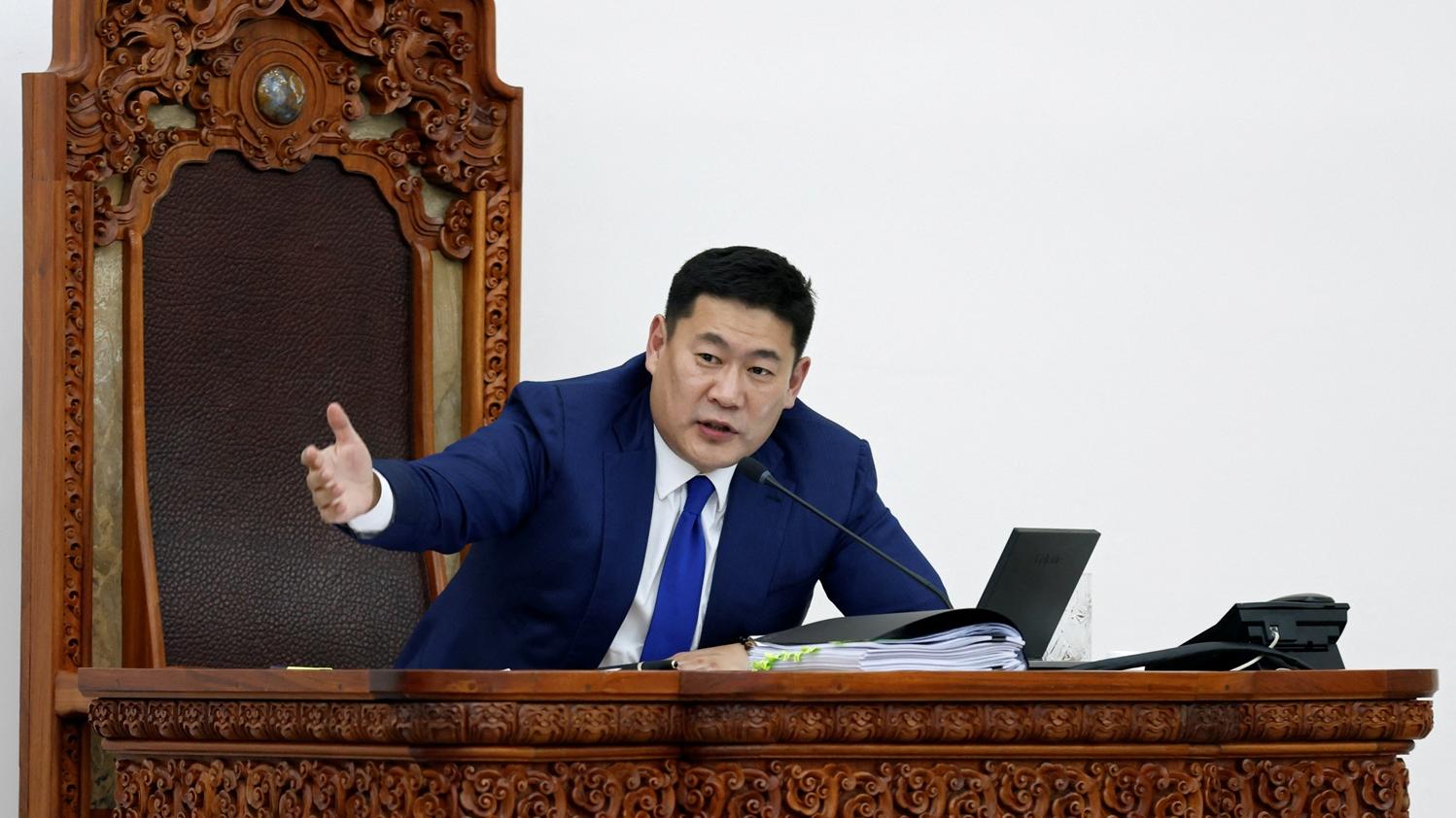 蒙古總理奧雲額爾登因國會不信任動議而下台。(路透社)