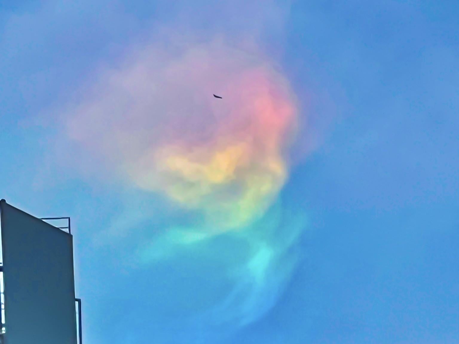 何文田上空現火彩虹，天文台指屬光學現象。(香港天文台 HKO Facebook)