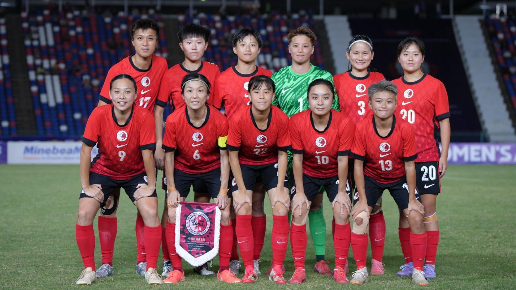 香港女足在柬埔寨出戰亞洲盃的外圍賽。(香港足總圖片)