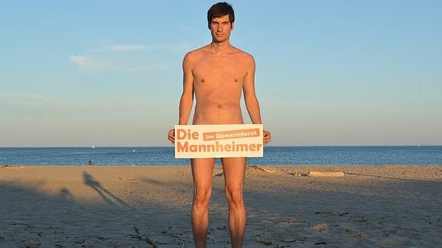 費拉特為其政黨「Die Mannheime」做祼體宣傳。(互聯網)