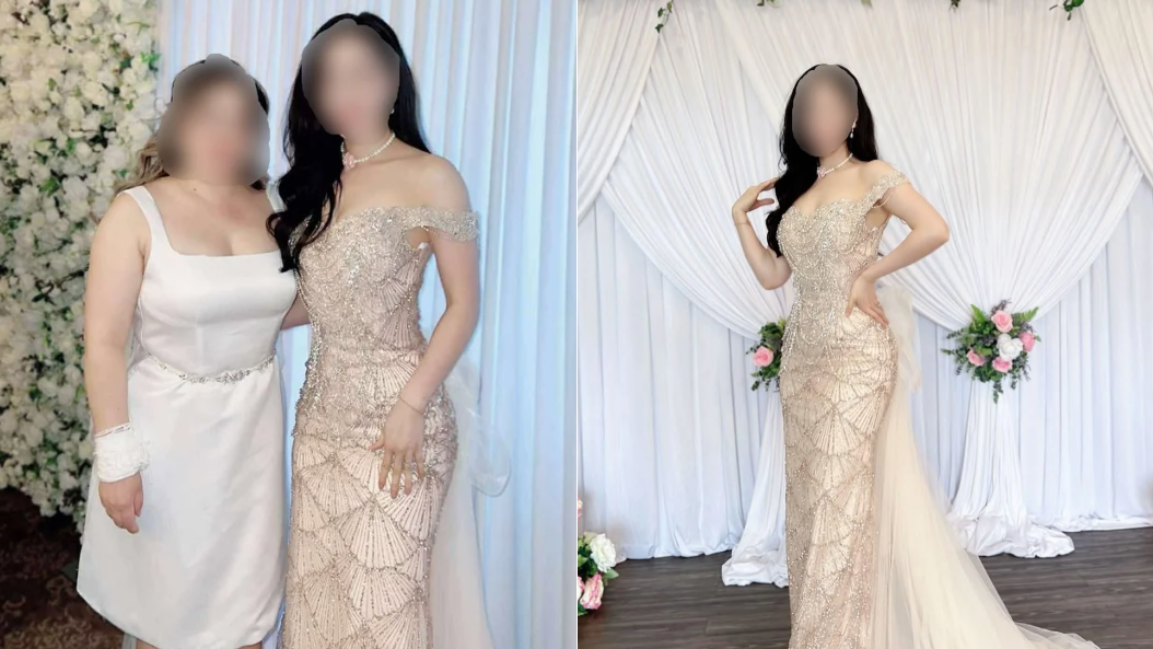 同新娘有仇？弗爆女穿跌膊珠片拖地長裙赴婚宴 新娘慘被比下去惹議