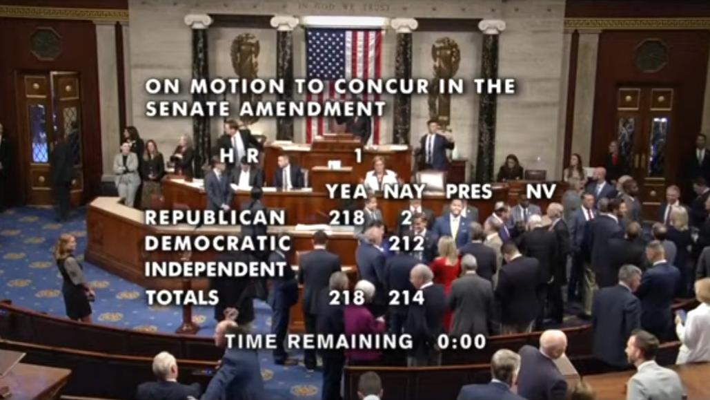 美國眾議院通過「大而美」法案，將交特朗普簽署生效。(X)